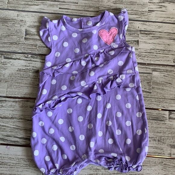 5/$25 Purple Polka Dot Romper - Picture 1 of 6
